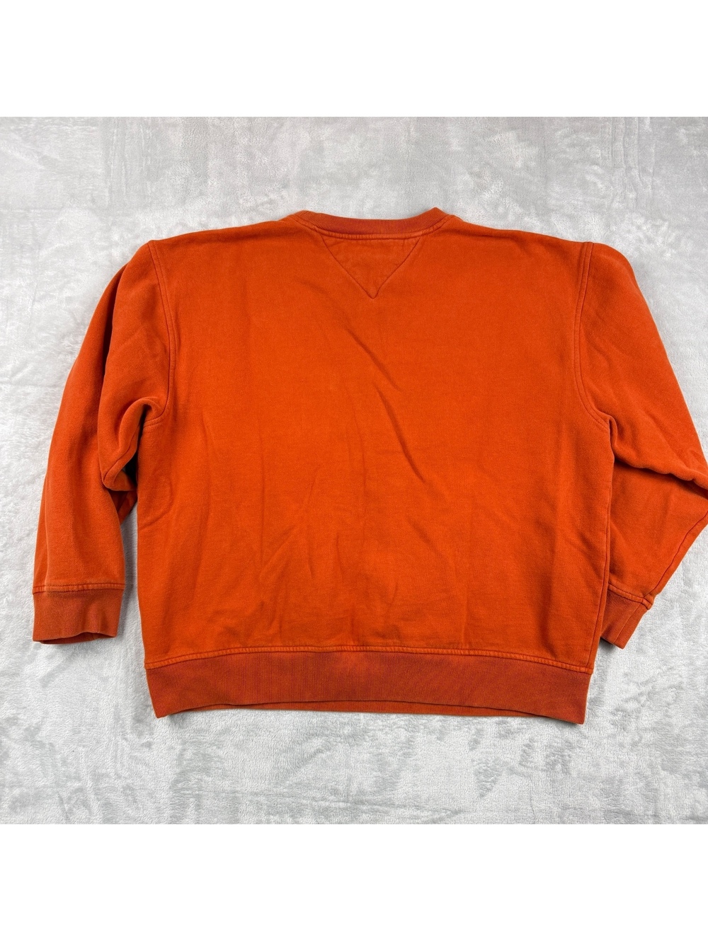 Tommy Hilfiger Men L Orange Crewneck Sweatshirt Flag Logo Heritage Minimal Prep - Picture 2 of 8